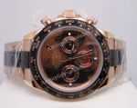 Rose Gold & Black Rolex Cosmograph Daytona Watch Brown Arabic Dial
